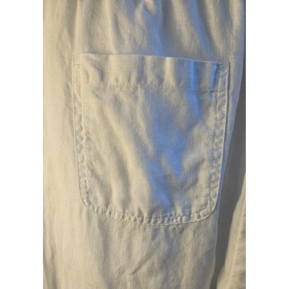 Quince 100% European Linen Pull On White Pants Size L Wide Leg Coastal Boho Chic